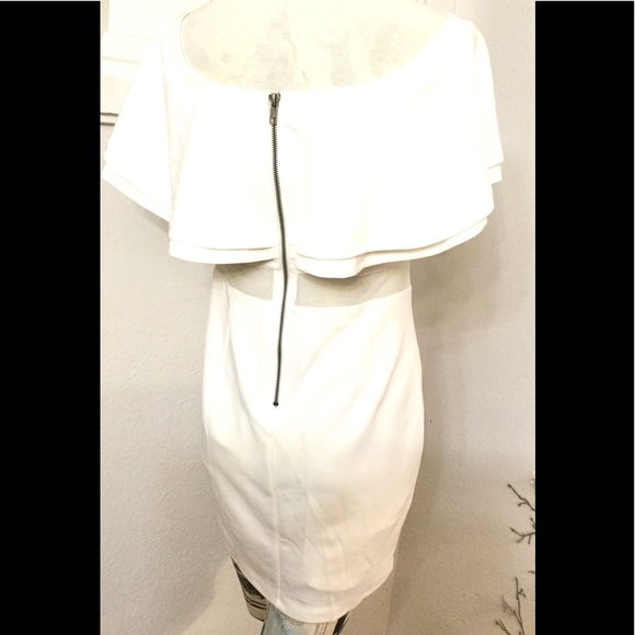 Shareen Collection White Sheath Ruffled Stretch - Picture 3 of 8